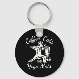 Frauen Kaffee Katzen Und Yoga Matten - Lustiger Na Schlüsselanhänger