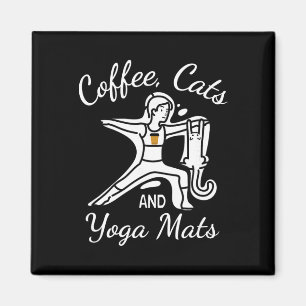 Frauen Kaffee Katzen Und Yogamatten - Lustiger Nam Magnet