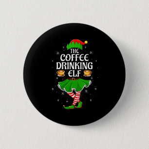 Frauen Kaffee trinkender Elf Weihnachten Mädchen F Button
