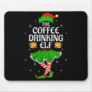 Frauen Kaffee trinkender Elf Weihnachten Mädchen F Mousepad