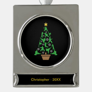 Frauen Kampfsport - Mädchen Karate Weihnachtsbaum Banner-Ornament Silber