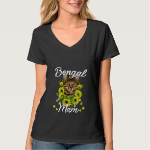Frauen Katze Mama Muttertag Sonnenblumen Bengalisc T-Shirt