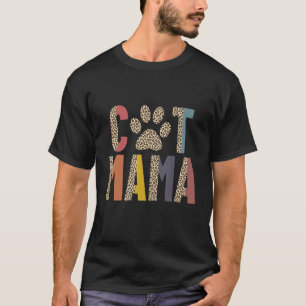 Frauen Katze Mama Pfote Retro Leopard Mutter 1 T-Shirt