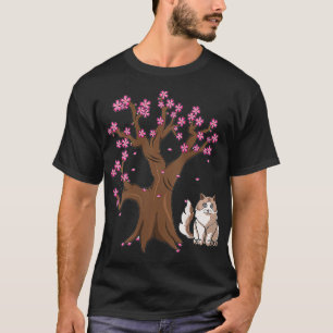 Frauen Katze Mutter Ragdoll Japanische Kirschblüte T-Shirt