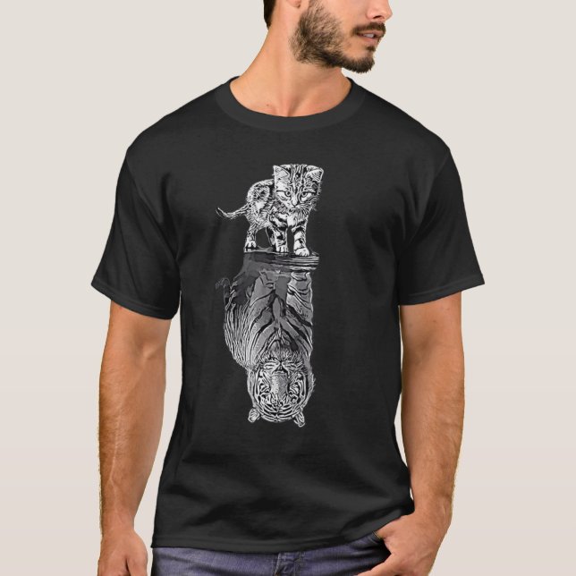Frauen Katzen Reflektion Tiger Freunde Niedlich 3 T-Shirt (Vorderseite)