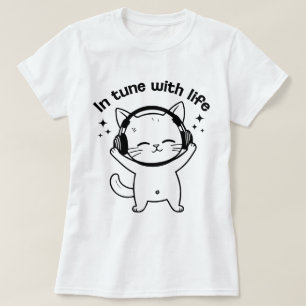 Frauen Katzen T-Shirt Minimalistisches Süßes Kät