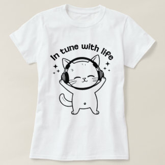 Frauen Katzen T-Shirt | Minimalistisches Süßes Kät