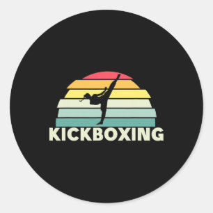 Frauen Kickboxen Martial Arts Retro Karate Mädchen Runder Aufkleber
