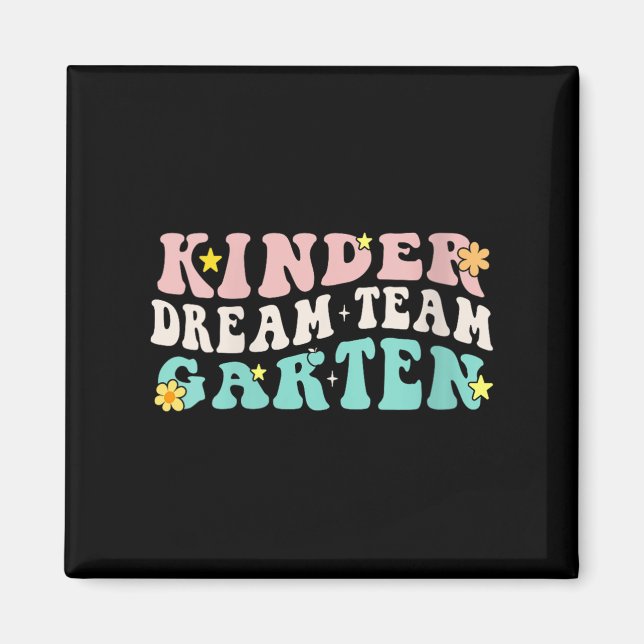Frauen Kindergarten Dream Team Retro Groovy Teache Magnet (Vorne)
