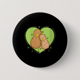 Frauen Kiwi-Vogel ist verliebt Kiwi-Frucht Tier Button