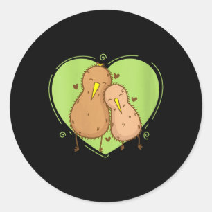 Frauen Kiwi-Vogel ist verliebt Kiwi-Frucht Tier Runder Aufkleber