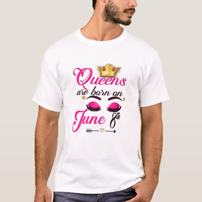 Frauen Königinnen sind am 8. Juni Geboren T-Shirt (Vorderseite)
