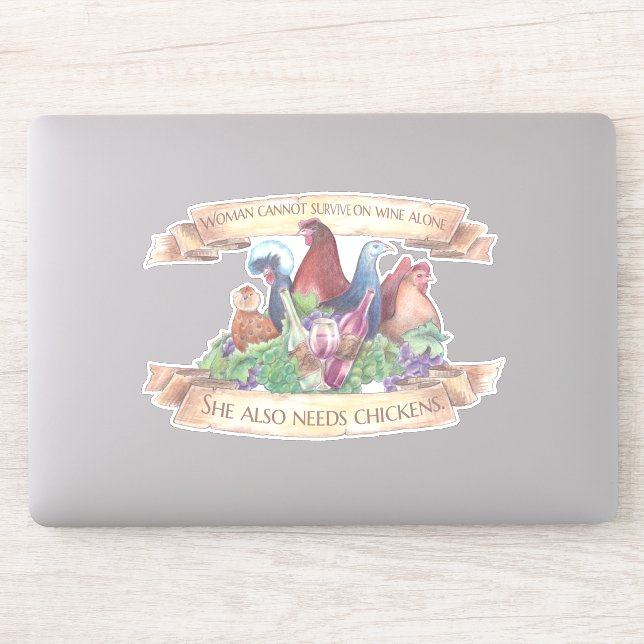 Frauen können nicht allein auf Wein überleben - Hü Aufkleber (Computer)