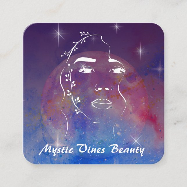 *~* Frauen Kosmische Pflanze Goddess Floral QR MOO Quadratische Visitenkarte (Vorderseite)