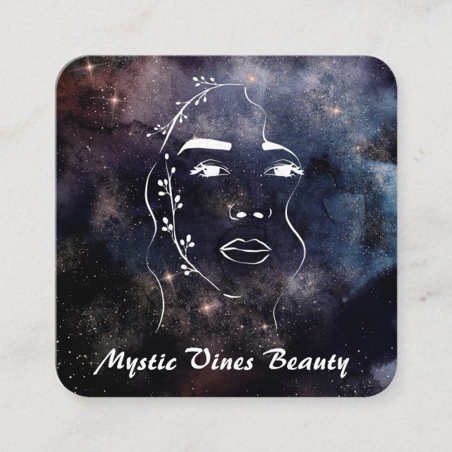 ** Frauen Kosmische Pflanze Goddess Floral QR Nebu Quadratische Visitenkarte (Vorderseite)