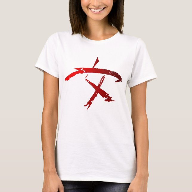 Frauen-Kriegers-Symbol über Weiß T-Shirt (Vorderseite)