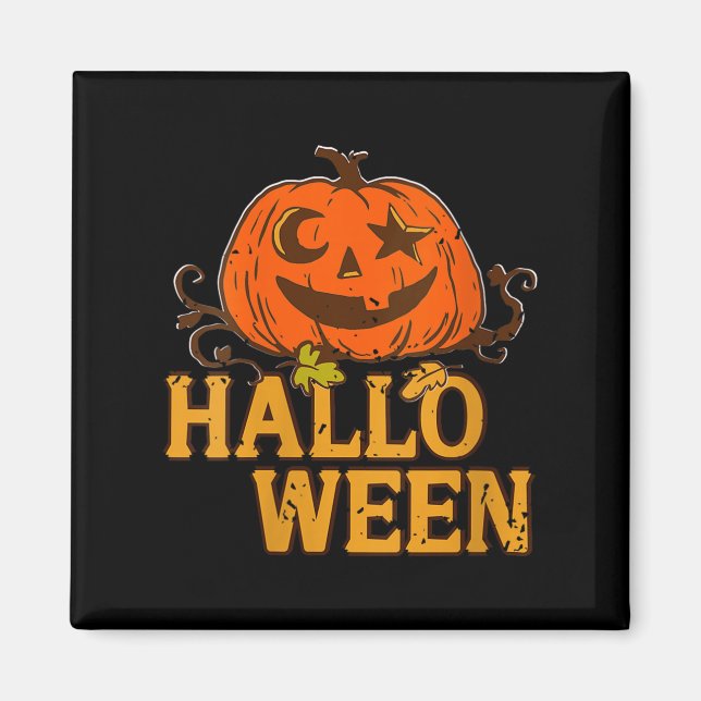 Frauen lächeln Pumpkin Moon Star Eyes Halloween Hu Magnet (Vorne)