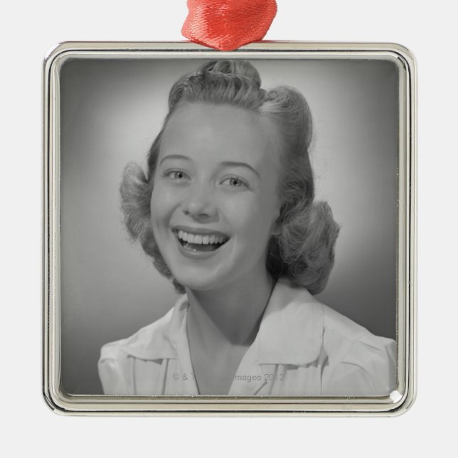 Frauen-Lächeln Silbernes Ornament (Vorne)