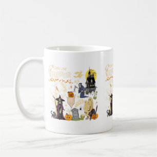 Frauen Lang Lebe Halloween Schwarze Katze Gift Hex Kaffeetasse