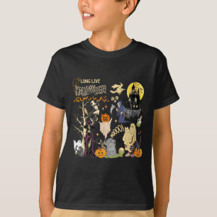 Frauen Lang Lebe Halloween Schwarze Katze Gift Hex T-Shirt