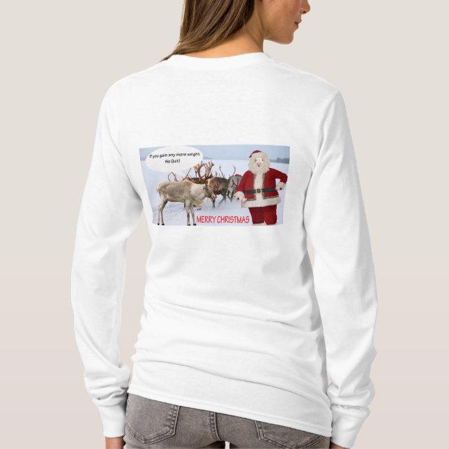 Frauen langen Ärmel T Merry Weihnachtsschwanz Schw T-Shirt (Rückseite)