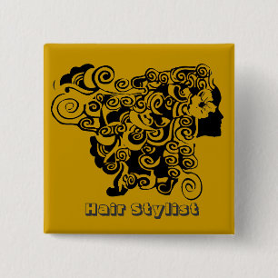 Frauen-langer Haar-Salon-fördernder Haar-Stylist Button