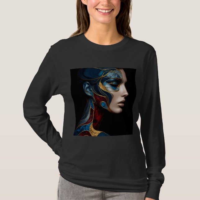 Frauen-Langschläfer-T - Shirt-Kunstwerk 1 T-Shirt (Vorderseite)