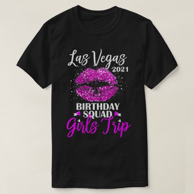 Frauen Las Vegas Girls Trip 2021 Urlaub Rosa Lip T-Shirt (Design vorne)