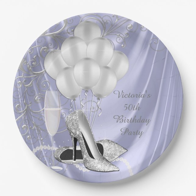 Frauen Lavendel Silver Shoe Party Paper Teller (Vorderseite)
