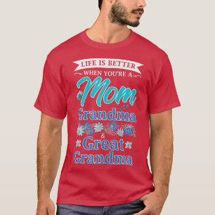Frauen Leben ist Mama Großmutter & Urgroßmutter T-Shirt