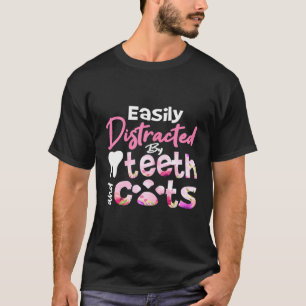 Frauen leicht abgelenkt durch Zähne und Katzen Lus T-Shirt