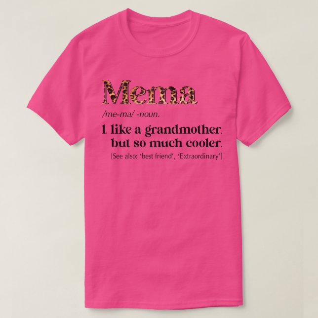 Frauen Leopard Mema Definition Funny Grandma Gesch T-Shirt (Design vorne)