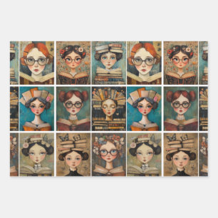 Frauen lesen Bücher Geschenkpapier Set