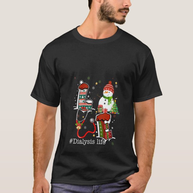 Frauen Liebe Dialysis Leben Schneemann Weihnachten T-Shirt (Vorderseite)
