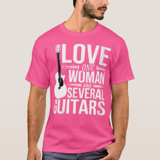 Frauen Liebe eine Frau und mehrere Gitarren Acoust T-Shirt