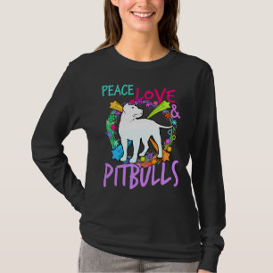 Frauen Liebe Frieden und Pitbuli Druckwerk Bull Lo T-Shirt