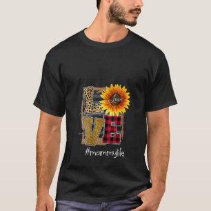 Frauen Liebe Mammylife Sonnenblumen Leopard T-Shirt