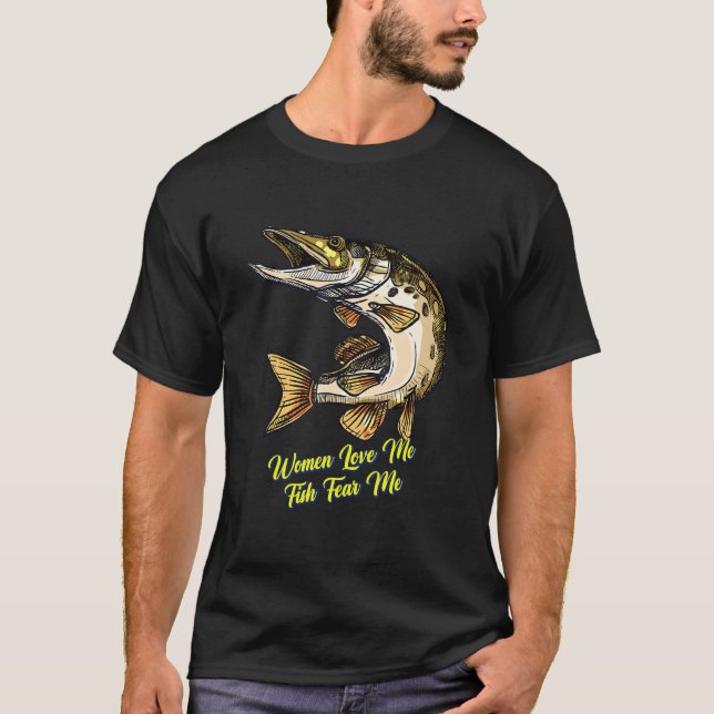 Frauen Liebe Me Fisch Angst Me Sarcastic Joke Spri T-Shirt (Vorderseite)
