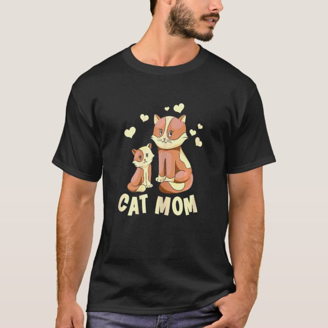 Frauen lieben Katzen Mama Lady für weibliches Katz T-Shirt (Vorderseite)