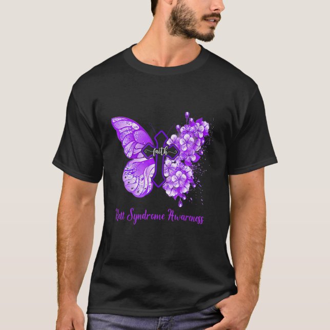 Frauen Lila Butterfly Faith Rett Syndrom Awaren T-Shirt (Vorderseite)