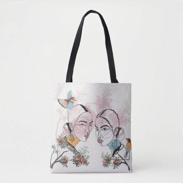 Frauen Line Art Boho Stil Tote Bag (Vorderseite)