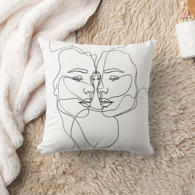 Frauen-Linie-Kunst Kissen (Decke)