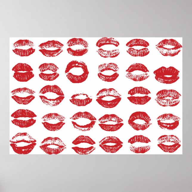 Frauen Lippen Set. Handgezogene Aquarelllips-Isola Poster (Vorne)