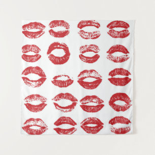 Frauen Lippen Set. Handgezogene Aquarelllips-Isola Wandteppich