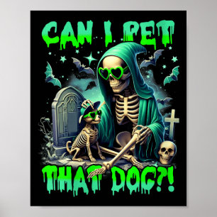 Frauen Lustiger Hundeliebhaber Skelett Halloween H Poster