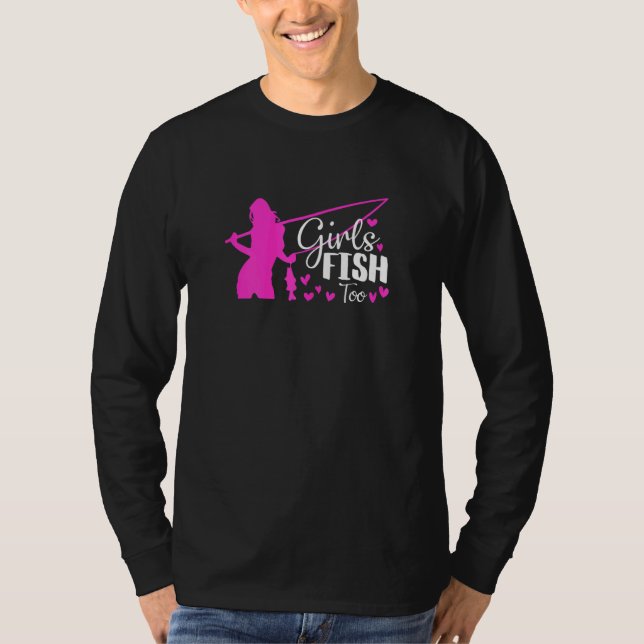 Frauen Mädchen fischen zu Fisher Fishing Girls Pin T-Shirt (Vorderseite)
