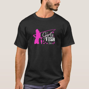 Frauen Mädchen fischen zu Fisher Fishing Girls Pin T-Shirt