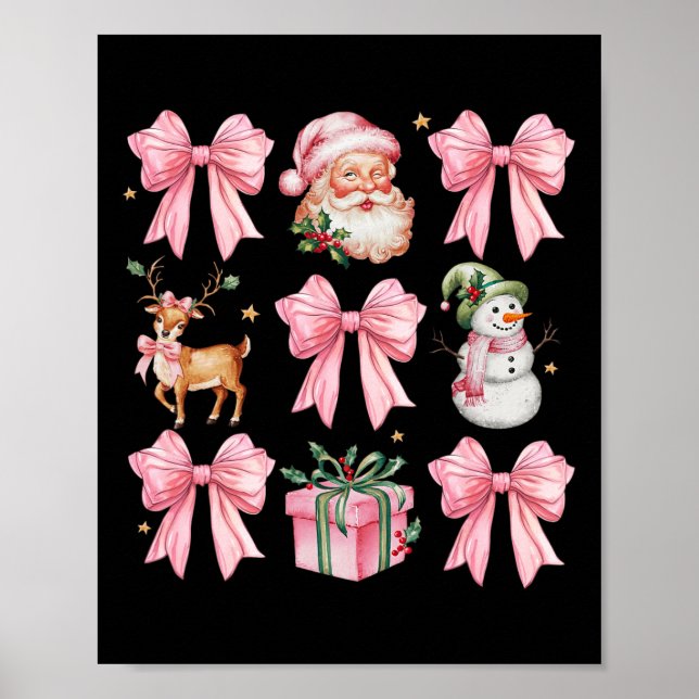 Frauen Mädchen Kinder Coquette Rosa Weihnachtsbaum Poster (Vorne)