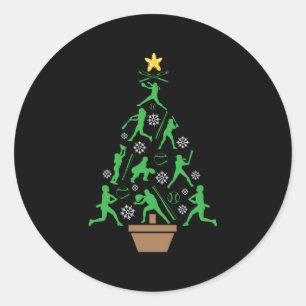 Frauen Mädchen Softball-Weihnachtsbaum Runder Aufkleber