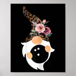 Frauen Mädchen Süße Bowling- und Gnom mit Leopard Poster